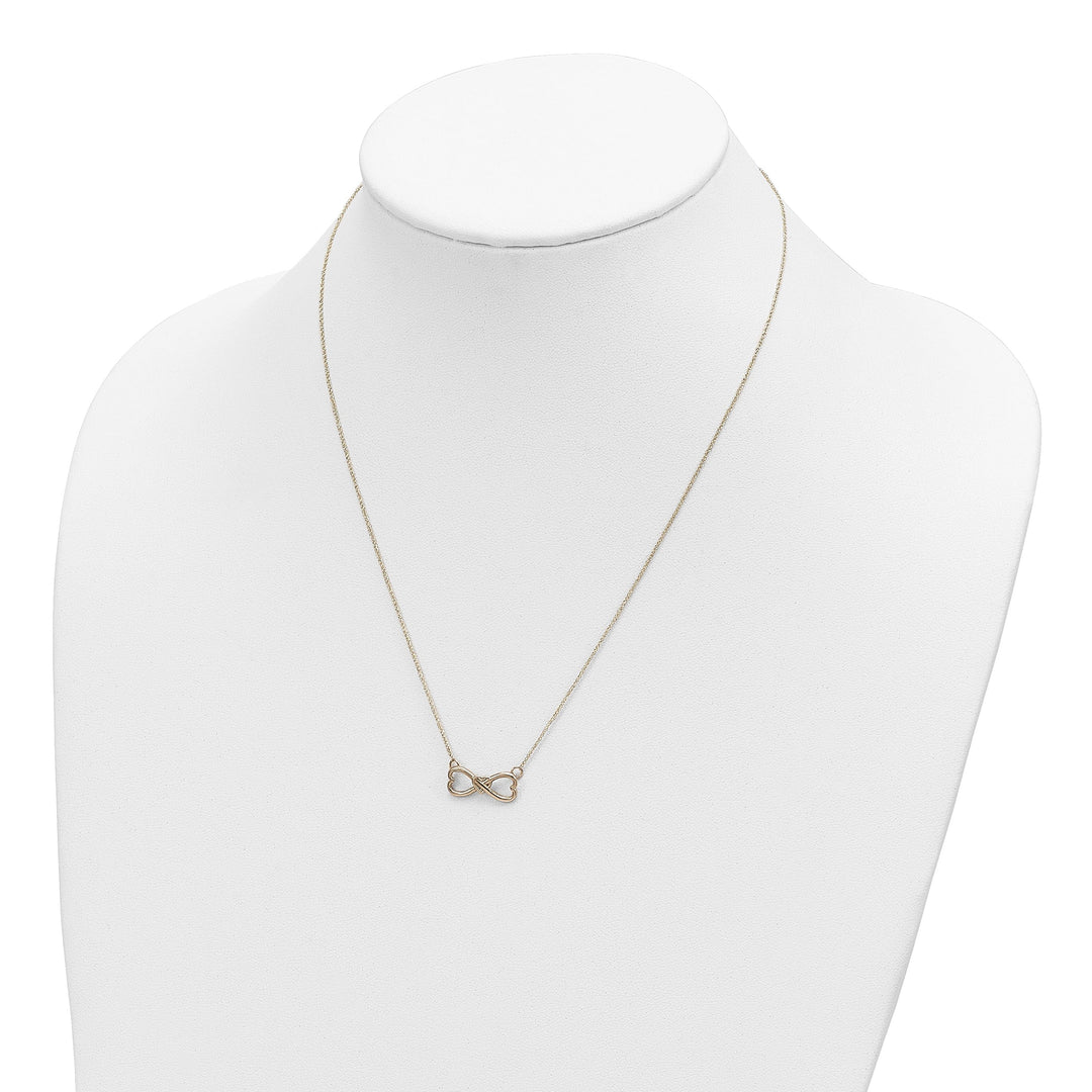 Lovely Rita's Pendants & Charms 14k Yellow Gold Polished Finish Closed Back Infinity with Heart Design Pendant in a 18-inch Ropa Chain Necklace Set
