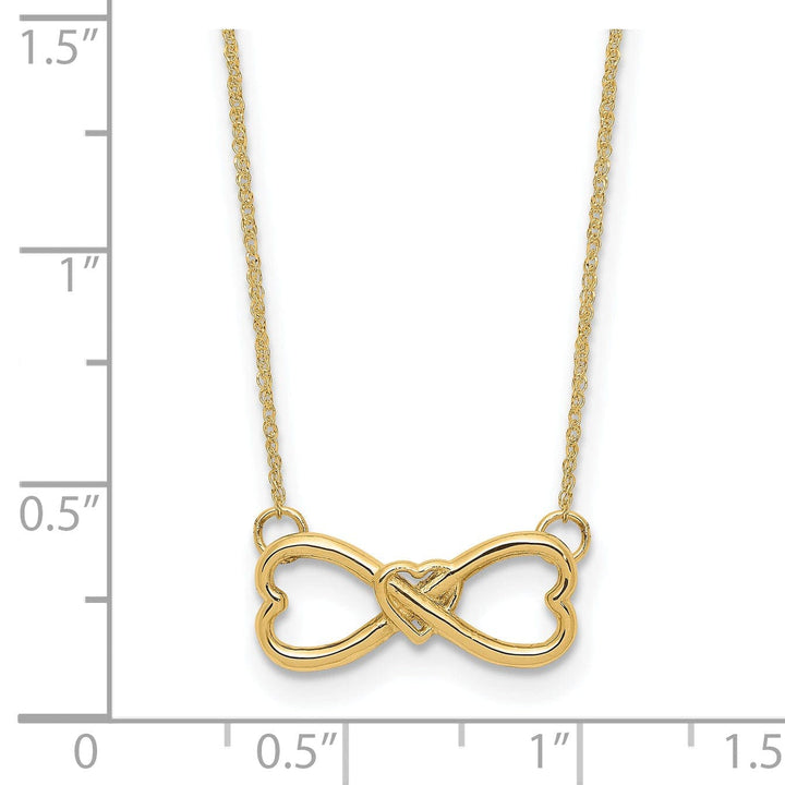 Lovely Rita's Pendants & Charms 14k Yellow Gold Polished Finish Closed Back Infinity with Heart Design Pendant in a 18-inch Ropa Chain Necklace Set