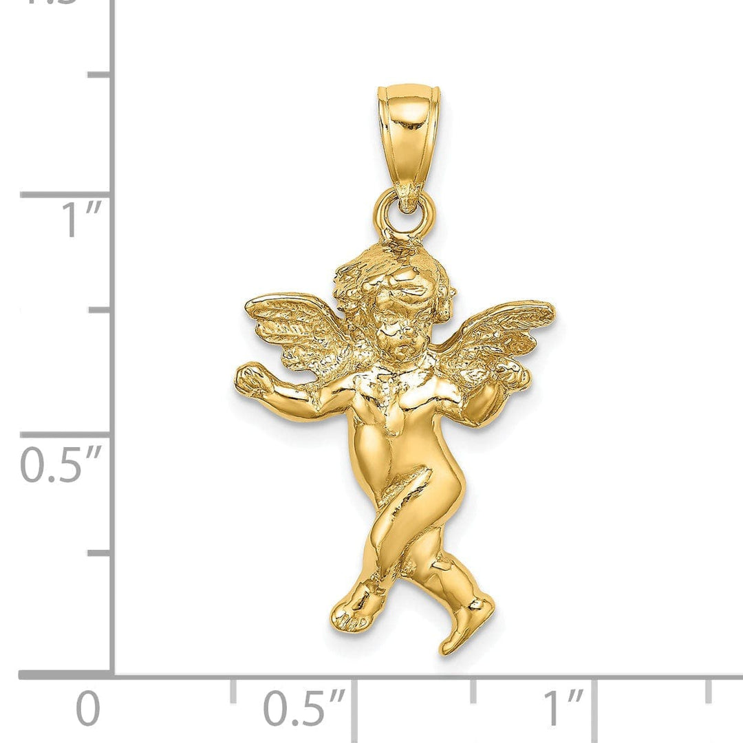 Lovely Rita's Pendants & Charms 14K Yellow Gold Polished Finish Concave Angel Walking Pendant