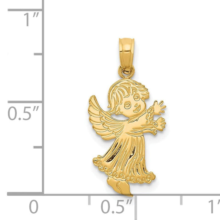 Lovely Rita's Pendants & Charms 14k Yellow Gold Polished Finish Concave Little Girl Angel Pendant