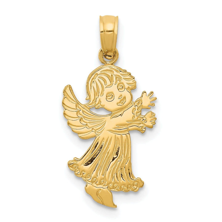 Lovely Rita's Pendants & Charms 14k Yellow Gold Polished Finish Concave Little Girl Angel Pendant