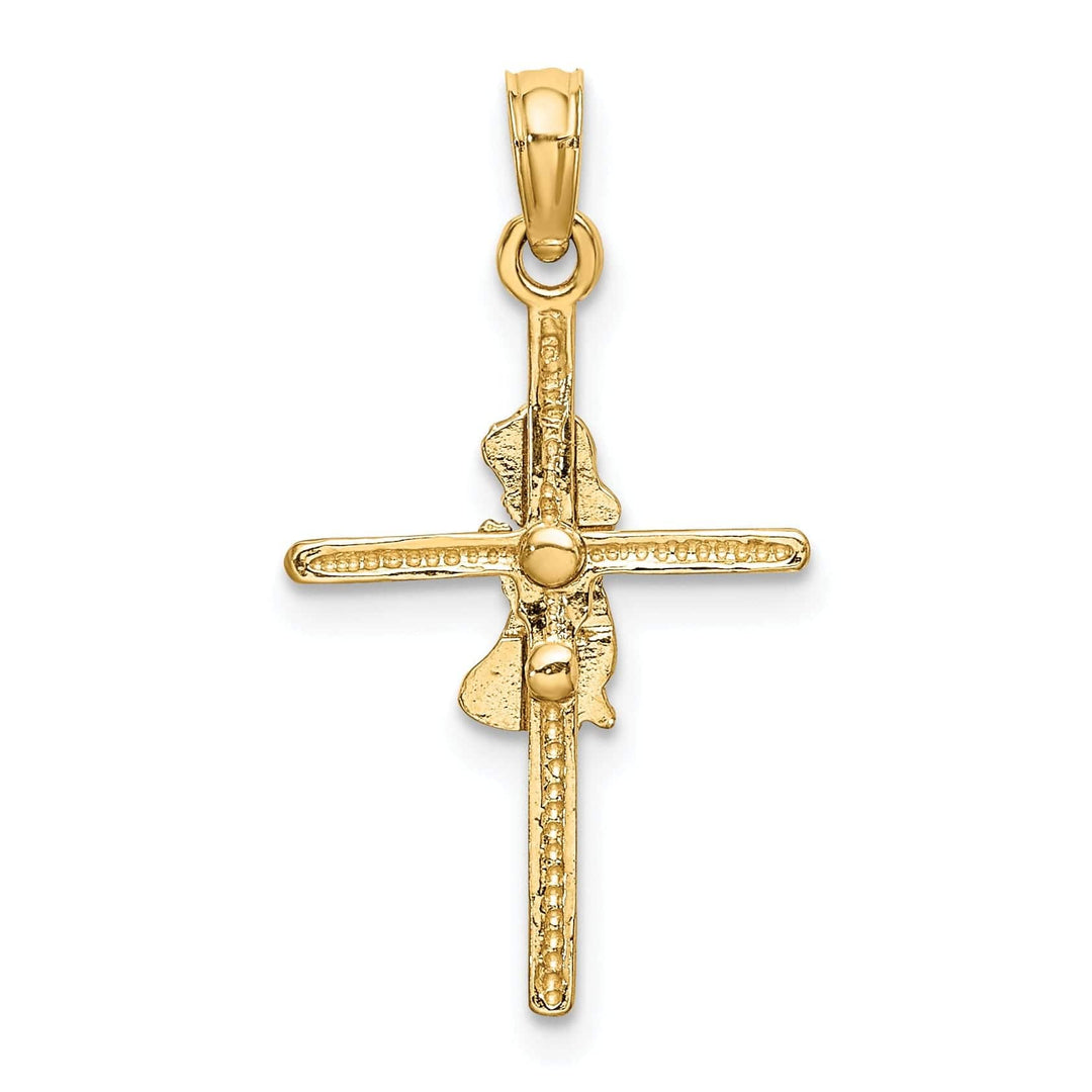 Lovely Rita's Pendants & Charms 14k Yellow Gold Polished Finish Concave Praying Girl on Cross Pendant