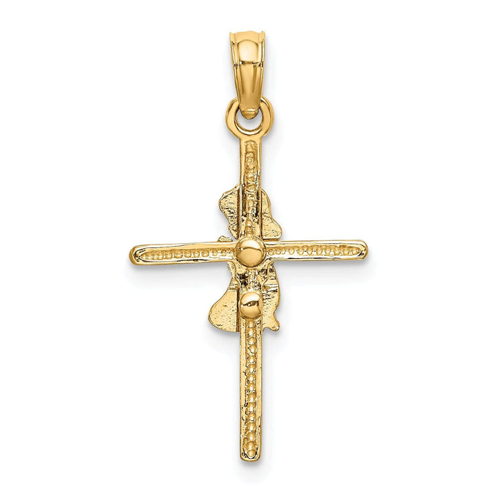 Lovely Rita's Pendants & Charms 14k Yellow Gold Polished Finish Concave Praying Girl on Cross Pendant