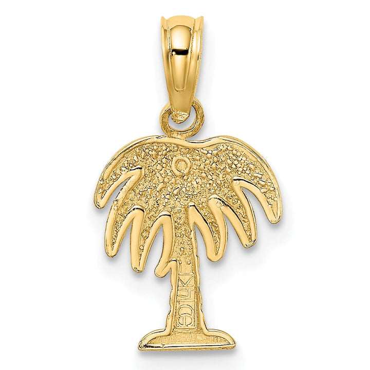 Lovely Rita's Pendants & Charms 14K Yellow Gold Polished Finish Concave Shape Charleston Palm Tree Charm Pendant