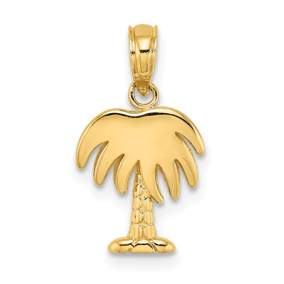 Lovely Rita's Pendants & Charms 14K Yellow Gold Polished Finish Concave Shape Charleston Palm Tree Charm Pendant