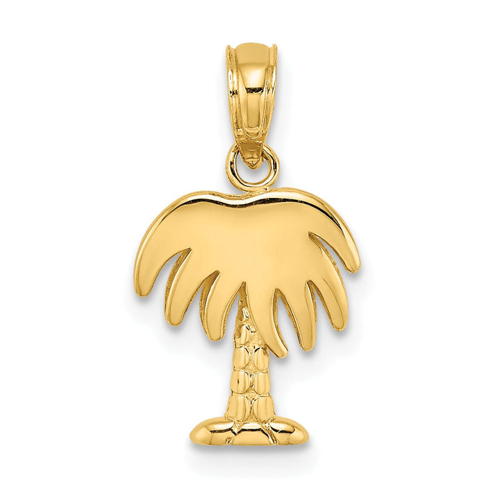 Lovely Rita's Pendants & Charms 14K Yellow Gold Polished Finish Concave Shape Charleston Palm Tree Charm Pendant
