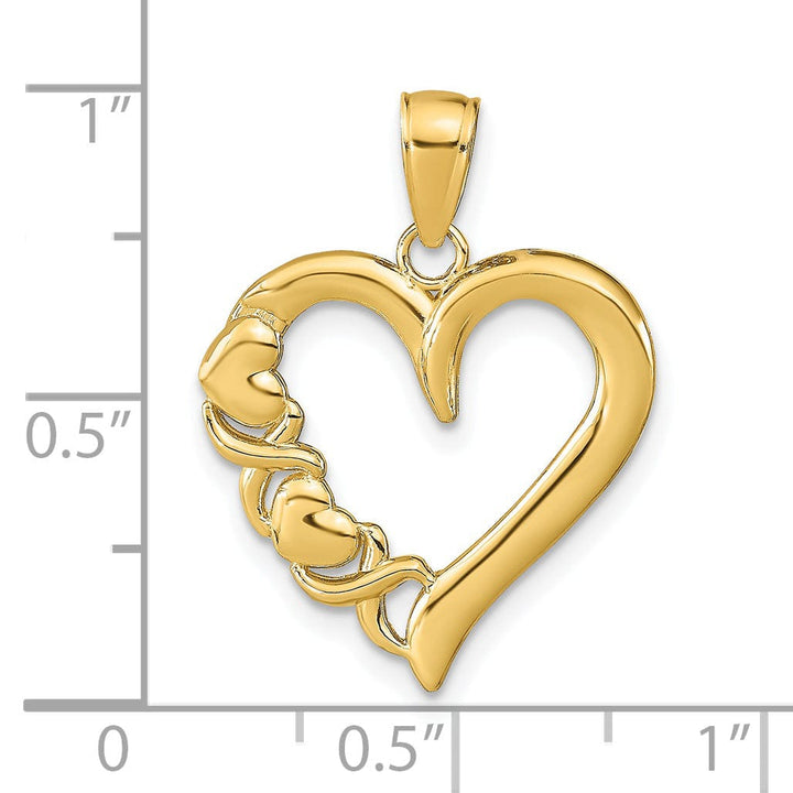 Lovely Rita's Pendants & Charms 14K Yellow Gold Polished Finish Concave Shape Heart -X- in Heart Design Charm Pendant