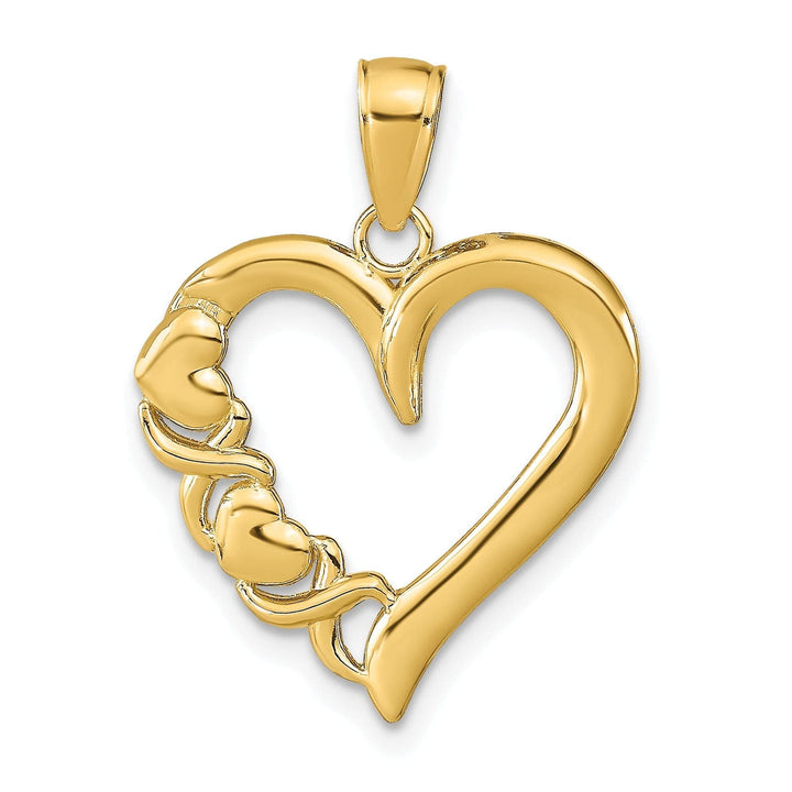Lovely Rita's Pendants & Charms 14K Yellow Gold Polished Finish Concave Shape Heart -X- in Heart Design Charm Pendant