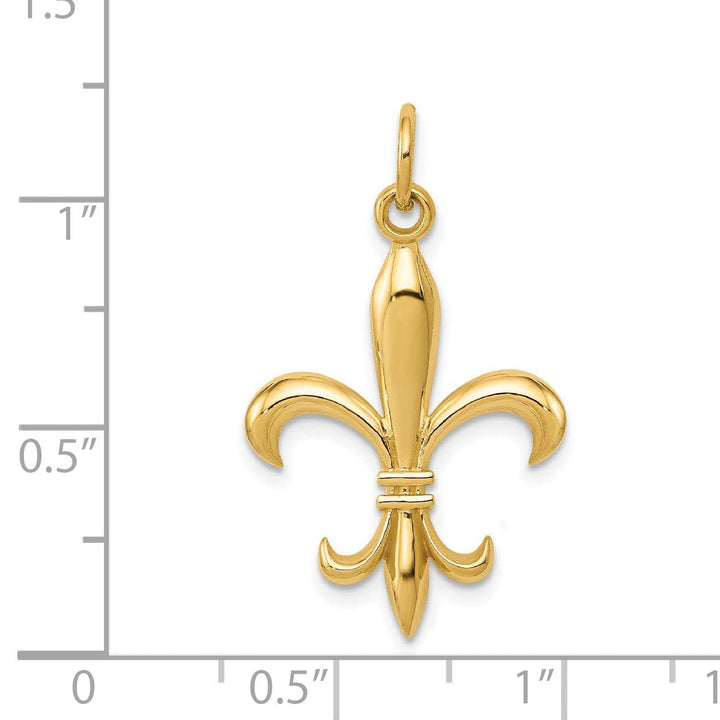 Lovely Rita's Pendants & Charms 14k Yellow Gold Polished Finish Concave Shape Hollow Mens Fleur De Lis Charm Design Pendant