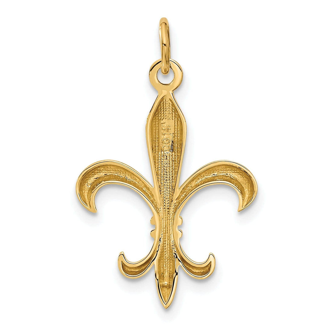 Lovely Rita's Pendants & Charms 14k Yellow Gold Polished Finish Concave Shape Hollow Mens Fleur De Lis Charm Design Pendant