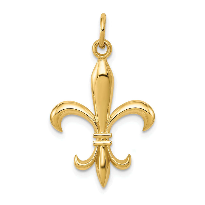 Lovely Rita's Pendants & Charms 14k Yellow Gold Polished Finish Concave Shape Hollow Mens Fleur De Lis Charm Design Pendant