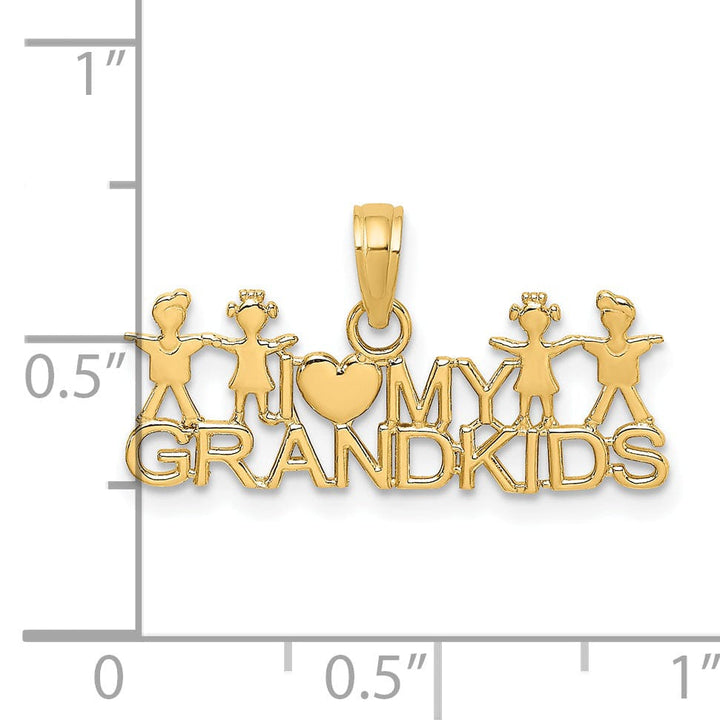 Lovely Rita's Pendants & Charms 14k Yellow Gold Polished Finish Concave Shape I LOVE MY GRANDKIDS Design Charm Pendant