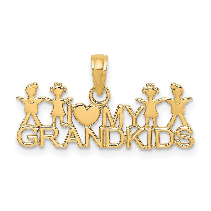 Lovely Rita's Pendants & Charms 14k Yellow Gold Polished Finish Concave Shape I LOVE MY GRANDKIDS Design Charm Pendant