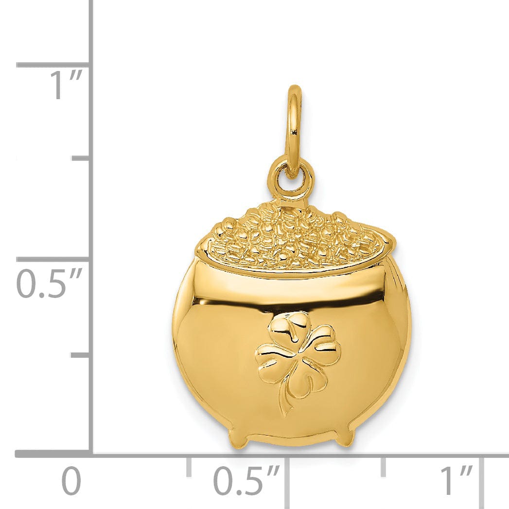 Lovely Rita's Pendants & Charms 14k Yellow Gold Polished Finish Concave Shape Mens Pot of Gold  Design Charm Pendant