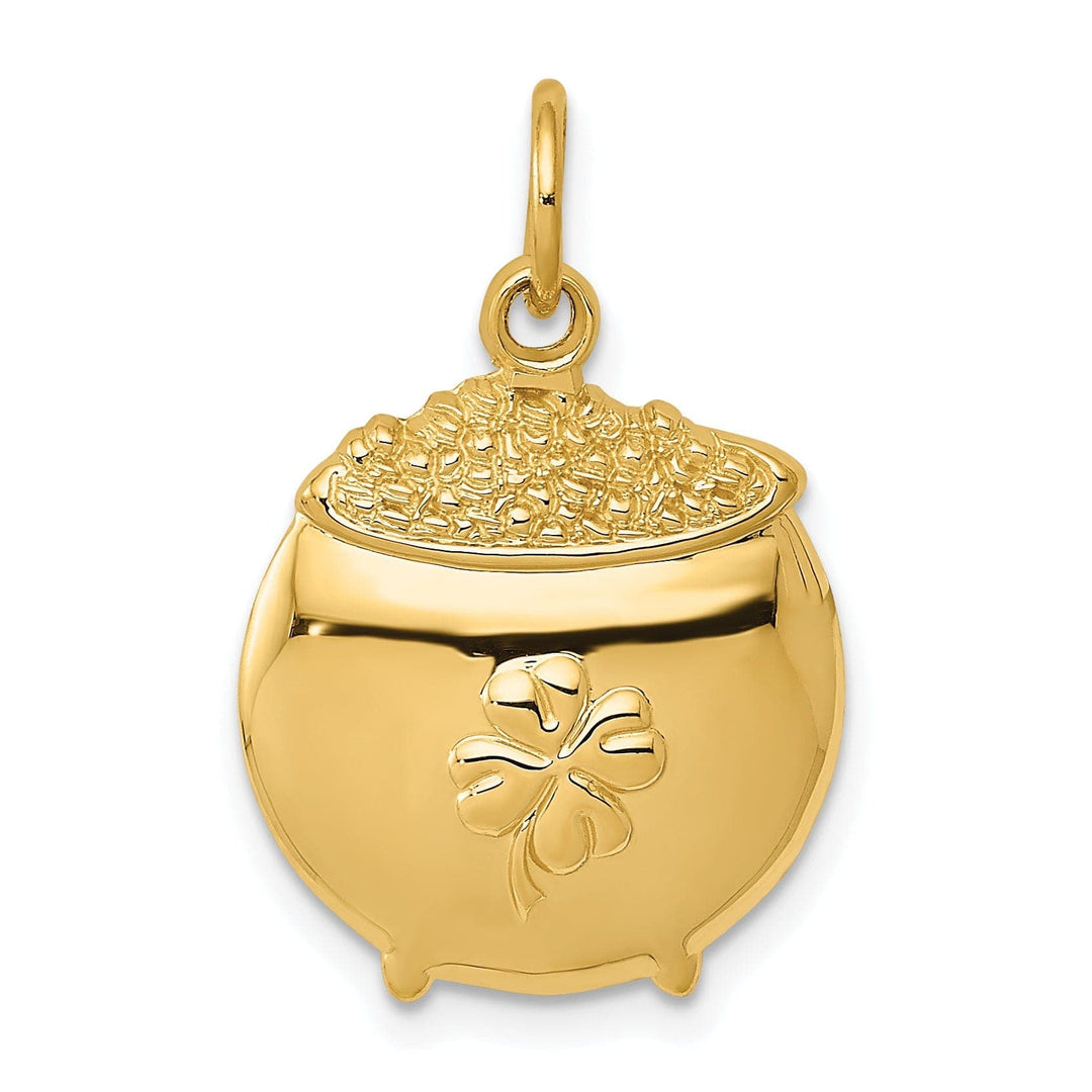 Lovely Rita's Pendants & Charms 14k Yellow Gold Polished Finish Concave Shape Mens Pot of Gold  Design Charm Pendant