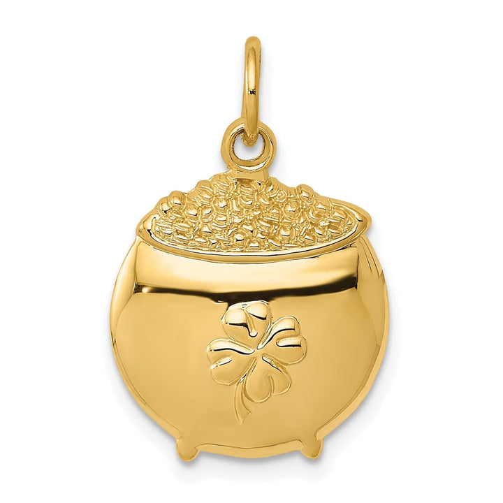 Lovely Rita's Pendants & Charms 14k Yellow Gold Polished Finish Concave Shape Mens Pot of Gold  Design Charm Pendant