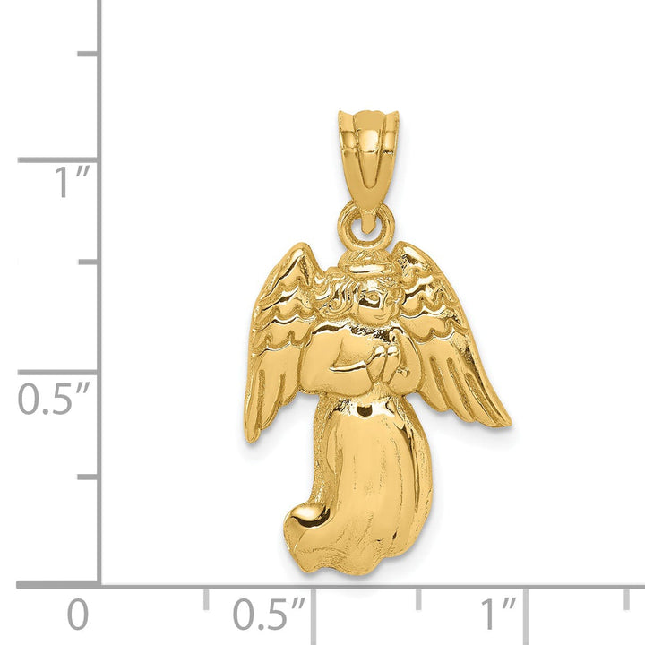Lovely Rita's Pendants & Charms 14k Yellow Gold Polished Finish Concave Solid Praying Angel Pendant