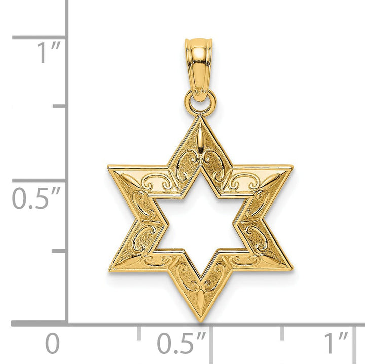 Lovely Rita's Pendants & Charms 14K Yellow Gold Polished Finish Concave Star Of David Design Pendant