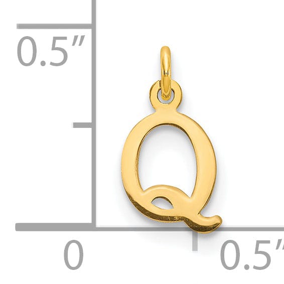 Lovely Rita's Pendants & Charms 14k Yellow Gold Polished Finish Cut-Out Letter Q Initial Design Charm Pendant