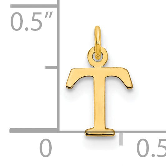 Lovely Rita's Pendants & Charms 14k Yellow Gold Polished Finish Cut-Out Letter T Initial Design Charm Pendant