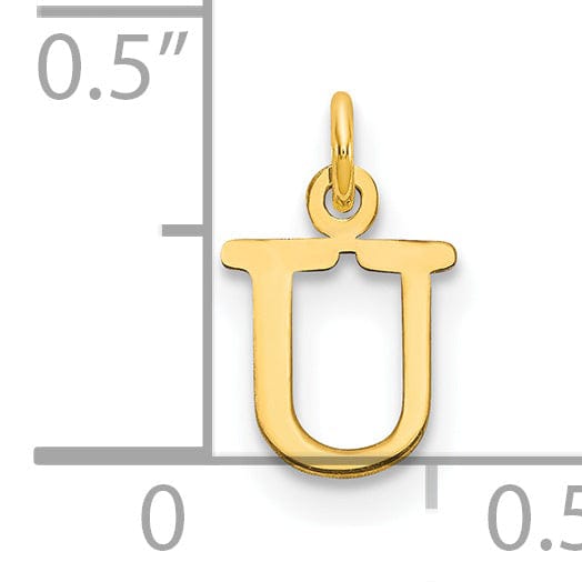 Lovely Rita's Pendants & Charms 14k Yellow Gold Polished Finish Cut-Out Letter U Initial Design Charm Pendant