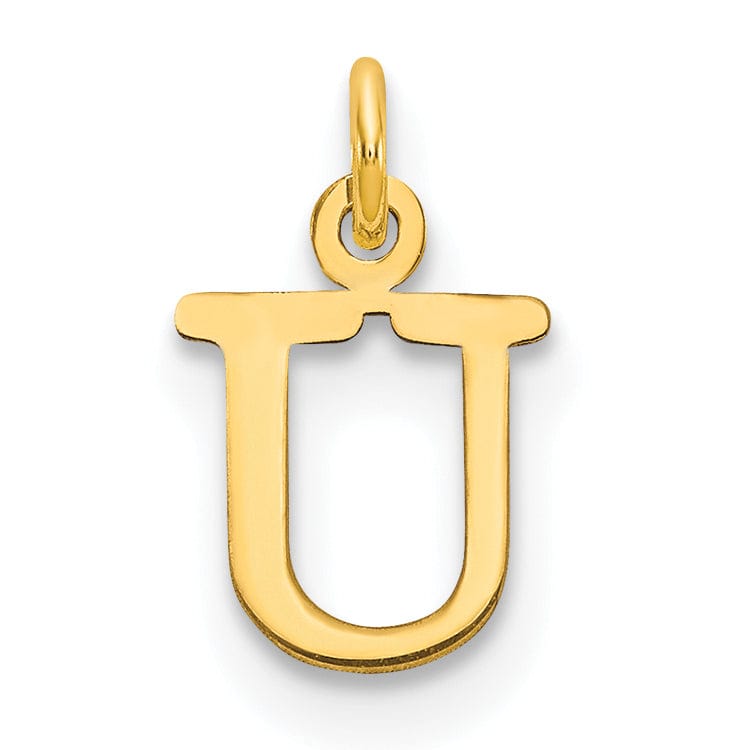 Lovely Rita's Pendants & Charms 14k Yellow Gold Polished Finish Cut-Out Letter U Initial Design Charm Pendant