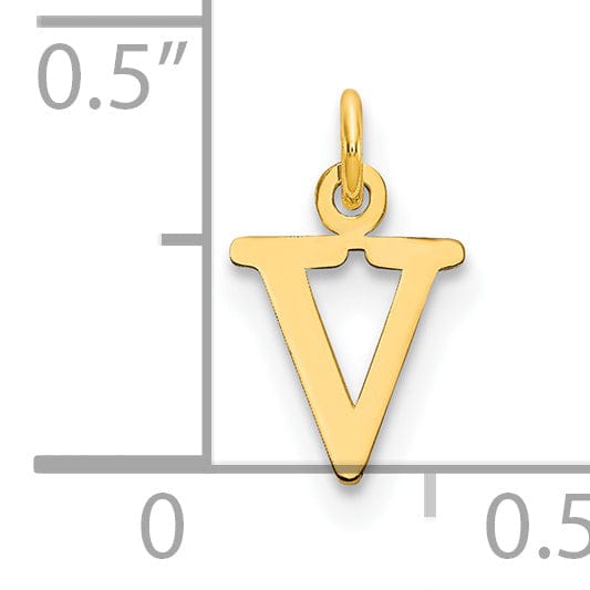 Lovely Rita's Pendants & Charms 14k Yellow Gold Polished Finish Cut-Out Letter V Initial Design Charm Pendant