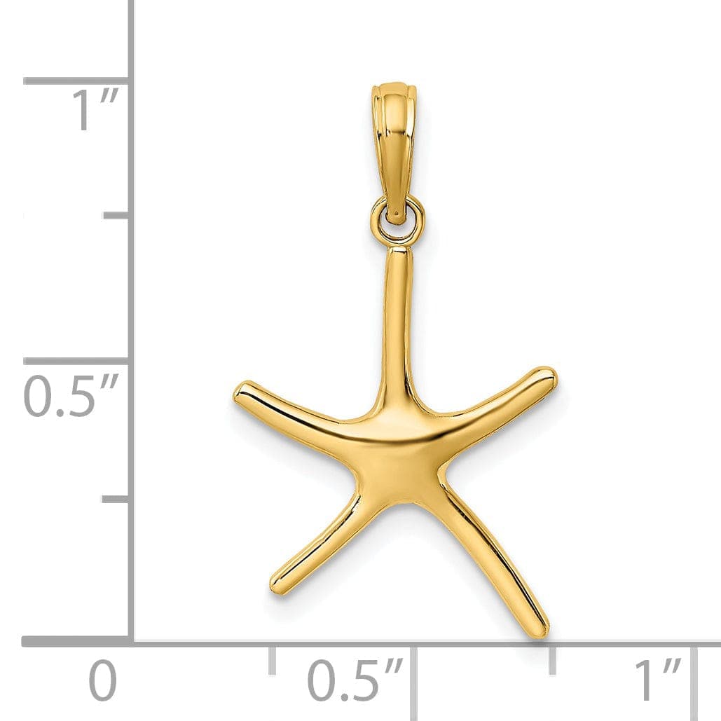 Lovely Rita's Pendants & Charms 14K Yellow Gold Polished Finish Dancing Design Starfish Charm Pendant