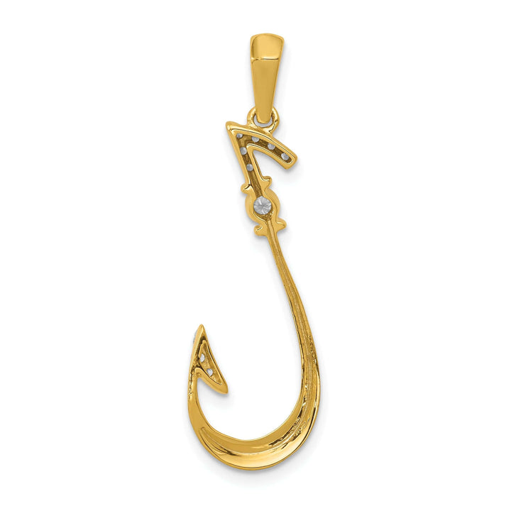 Lovely Rita's Pendants & Charms 14k Yellow Gold Polished Finish Diamond 0.12 CT Fish Hook Pendant Charm Pendant