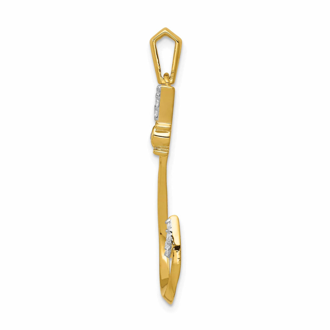 Lovely Rita's Pendants & Charms 14k Yellow Gold Polished Finish Diamond 0.12 CT Fish Hook Pendant Charm Pendant