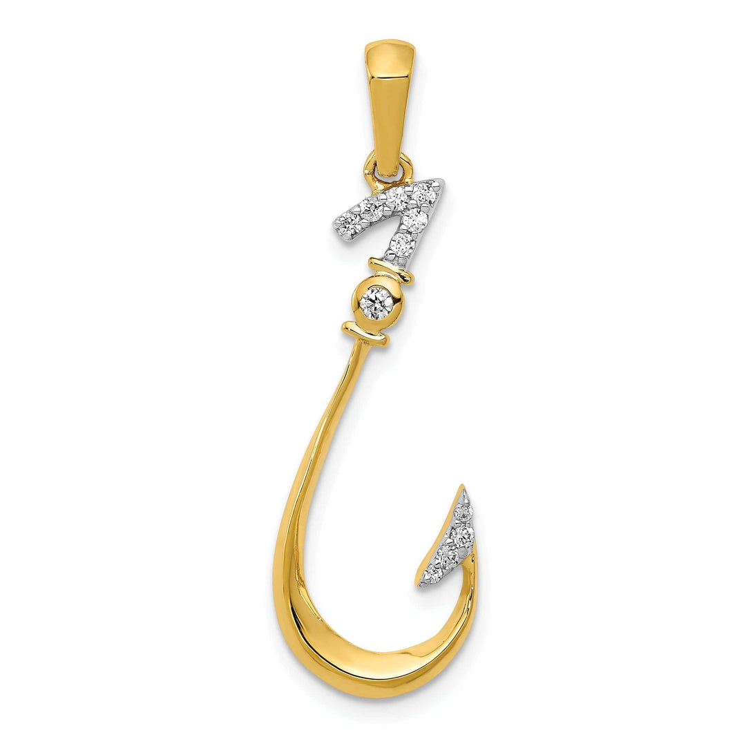 Lovely Rita's Pendants & Charms 14k Yellow Gold Polished Finish Diamond 0.12 CT Fish Hook Pendant Charm Pendant