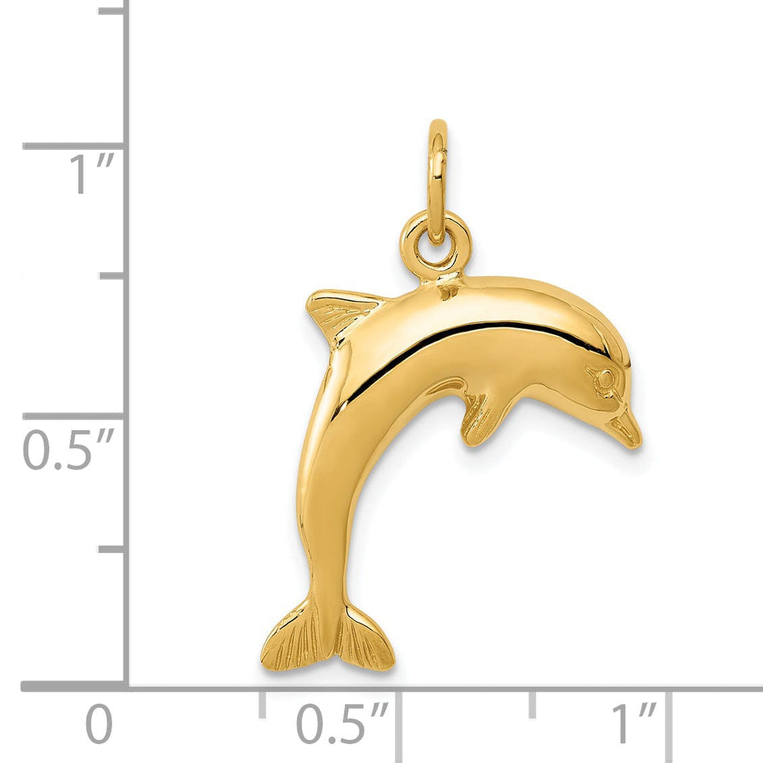 Lovely Rita's Pendants & Charms 14k Yellow Gold Polished Finish Dolphin Charm Pendant