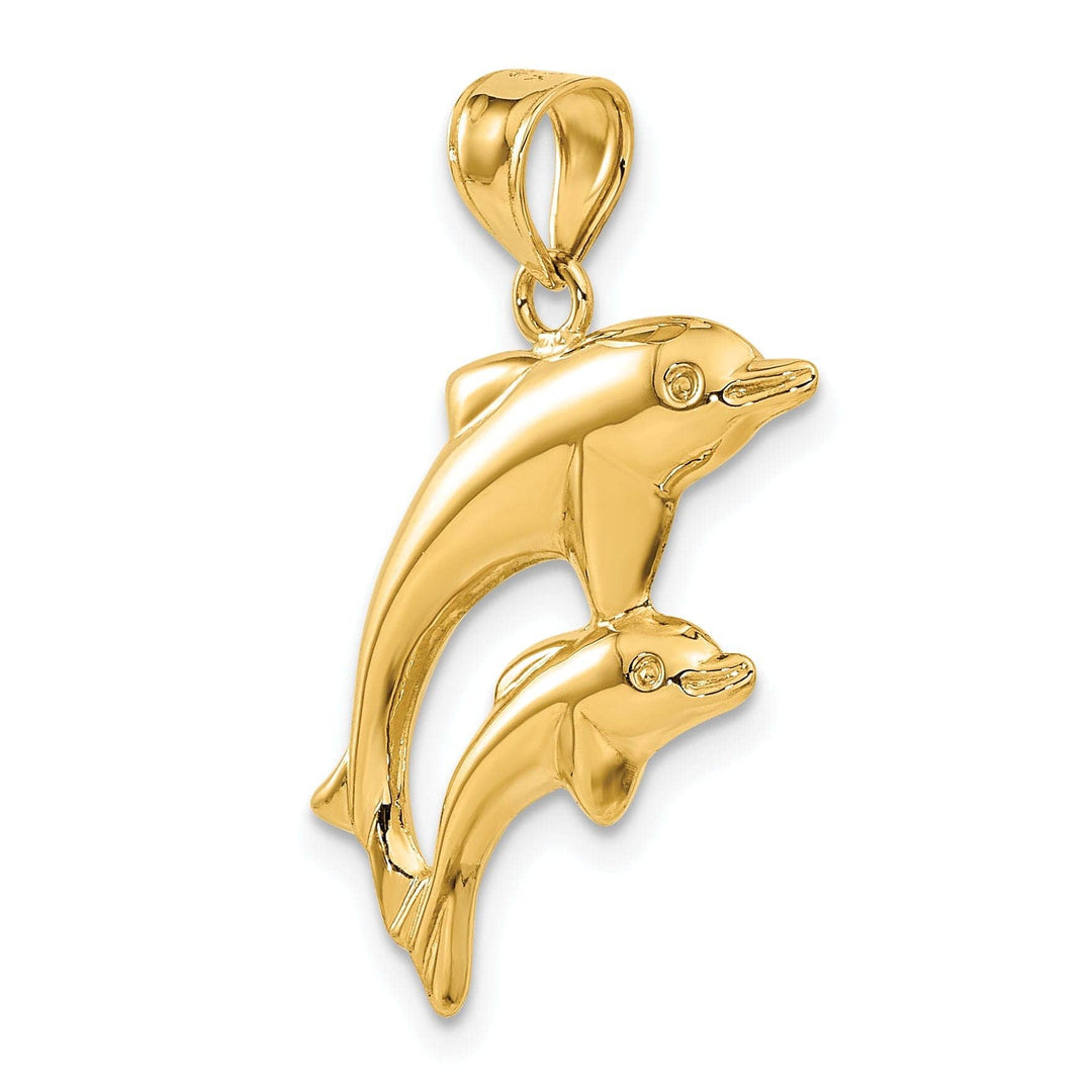 Lovely Rita's Pendants & Charms 14k Yellow Gold Polished Finish Dolphin Pair Design Charm Pendant