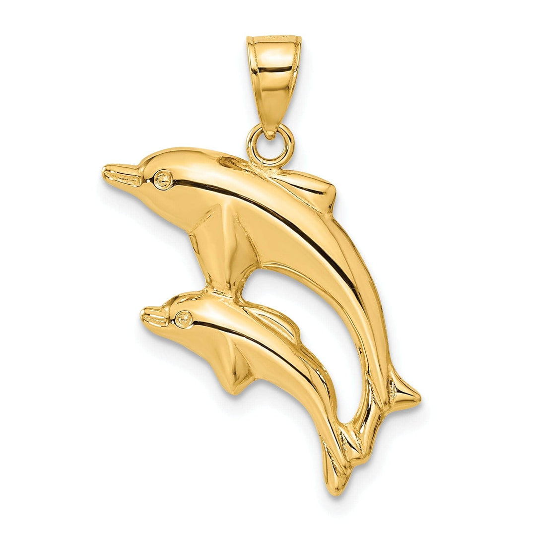 Lovely Rita's Pendants & Charms 14k Yellow Gold Polished Finish Dolphin Pair Design Charm Pendant
