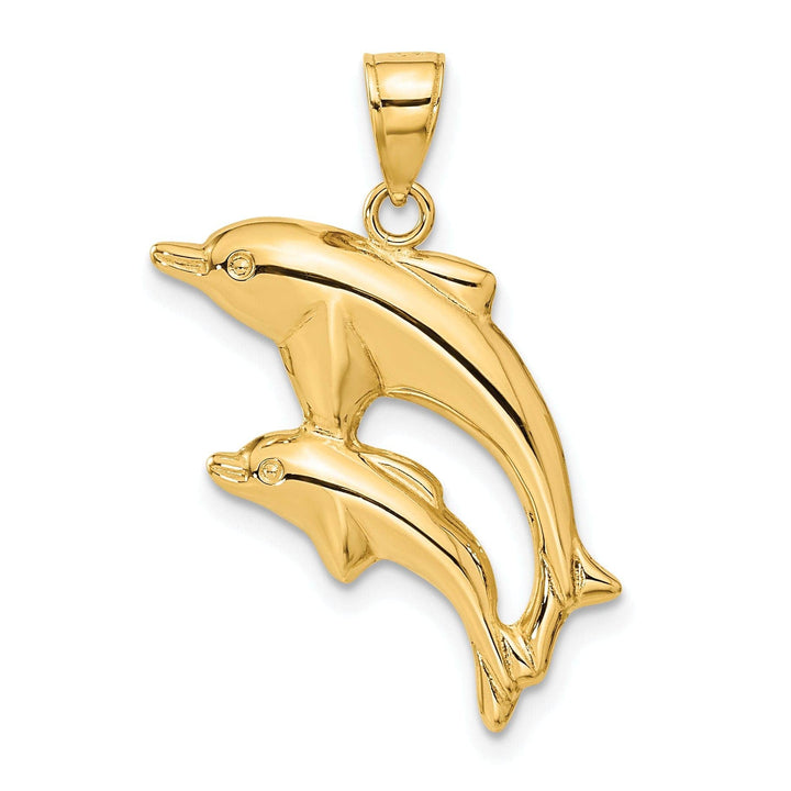 Lovely Rita's Pendants & Charms 14k Yellow Gold Polished Finish Dolphin Pair Design Charm Pendant