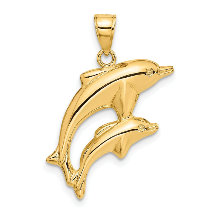 Lovely Rita's Pendants & Charms 14k Yellow Gold Polished Finish Dolphin Pair Design Charm Pendant