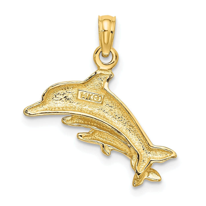 Lovely Rita's Pendants & Charms 14K Yellow Gold Polished Finish Dolphin with 2 Baby Design Charm Pendant