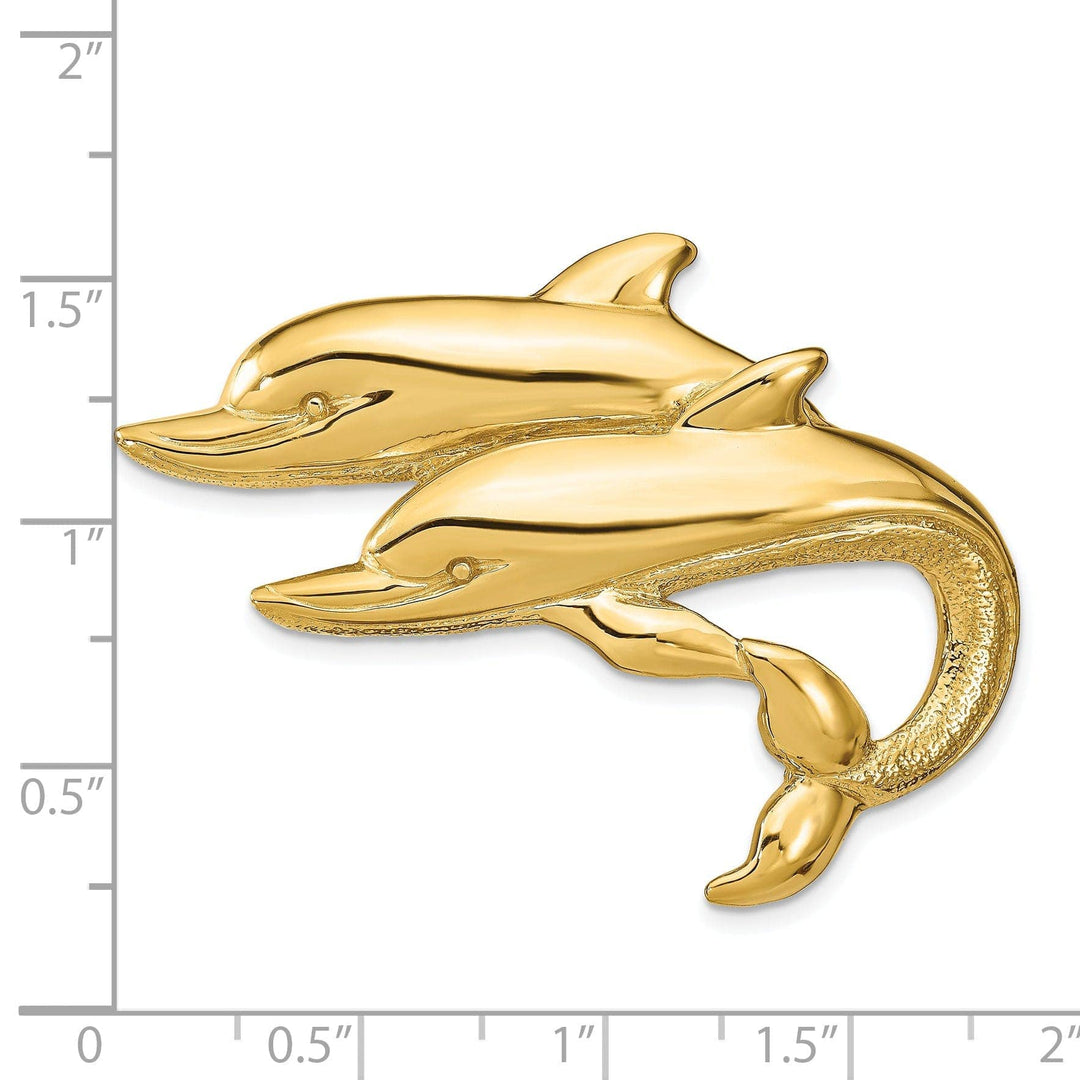 Lovely Rita's Pendants & Charms 14k Yellow Gold Polished Finish Double Design Dolphins Slide Pendant. Fits up to 8mm Omega.