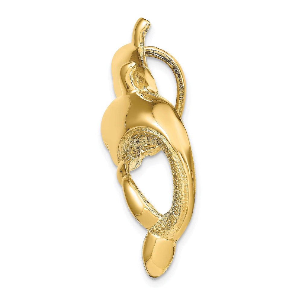 Lovely Rita's Pendants & Charms 14k Yellow Gold Polished Finish Double Design Dolphins Slide Pendant. Fits up to 8mm Omega.