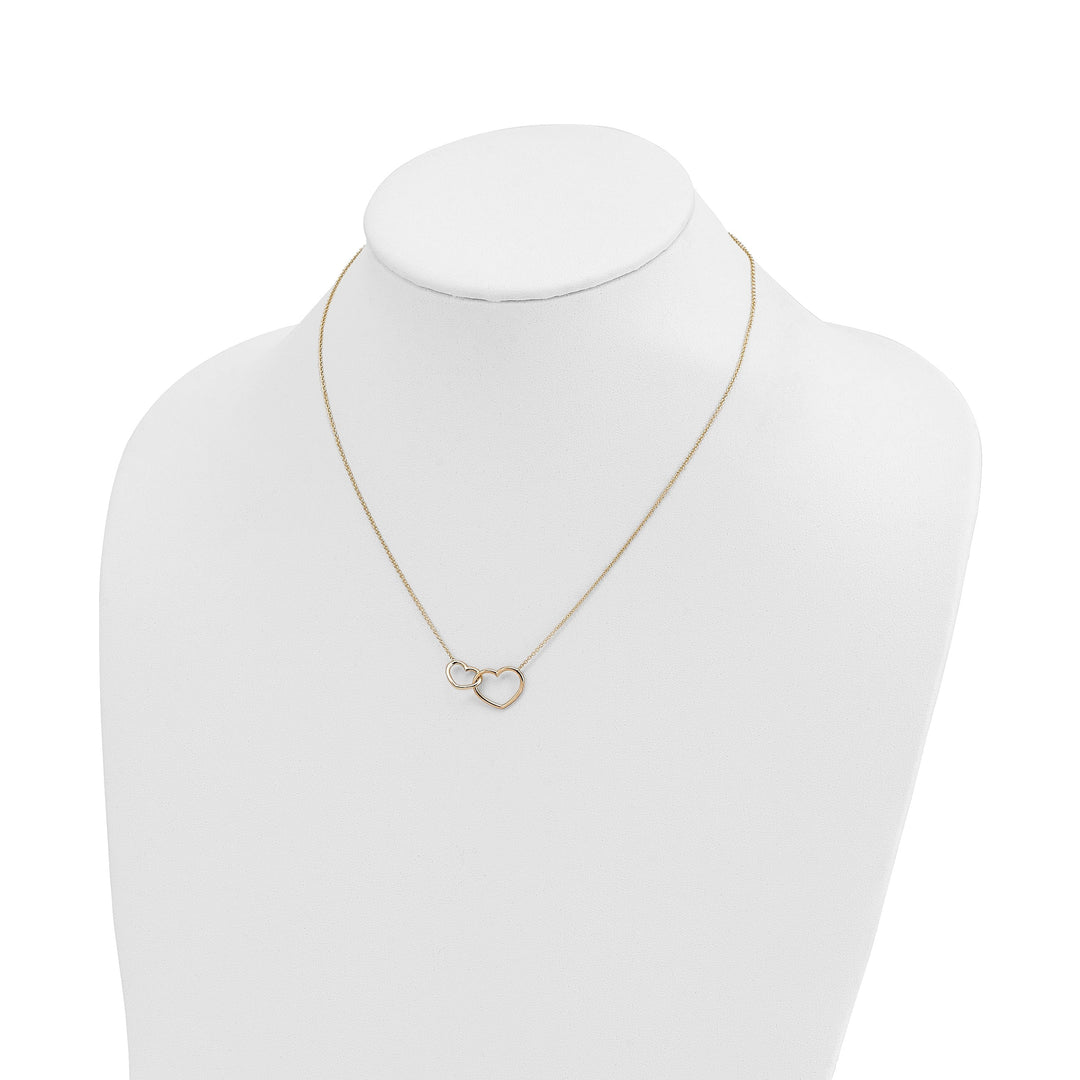 Lovely Rita's Pendants & Charms 14K Yellow Gold Polished Finish Double Heart in Heart Design Pendant in a 17-inch Cable Chain Necklace Set