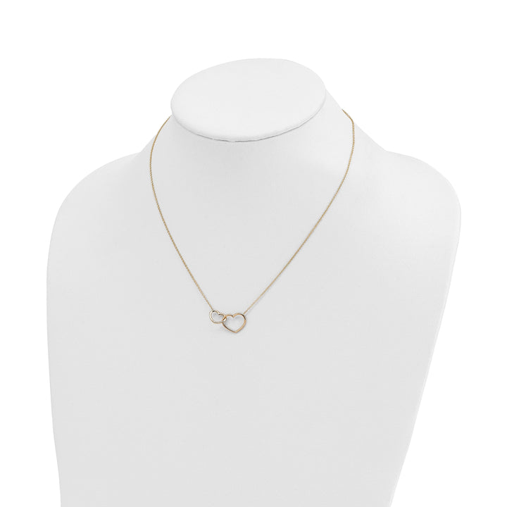 Lovely Rita's Pendants & Charms 14K Yellow Gold Polished Finish Double Heart in Heart Design Pendant in a 17-inch Cable Chain Necklace Set