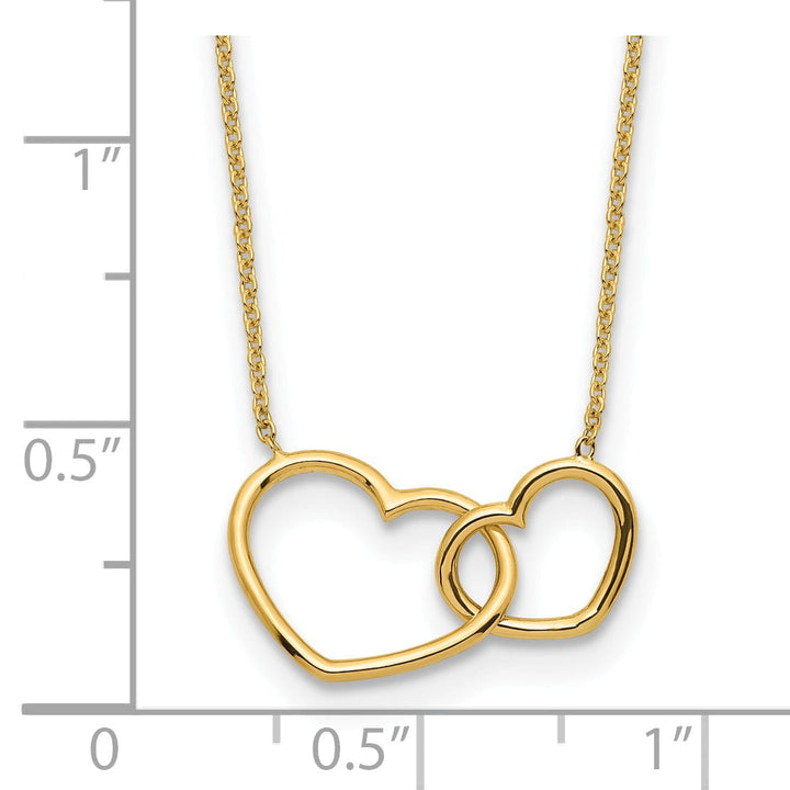 Lovely Rita's Pendants & Charms 14K Yellow Gold Polished Finish Double Heart in Heart Design Pendant in a 17-inch Cable Chain Necklace Set