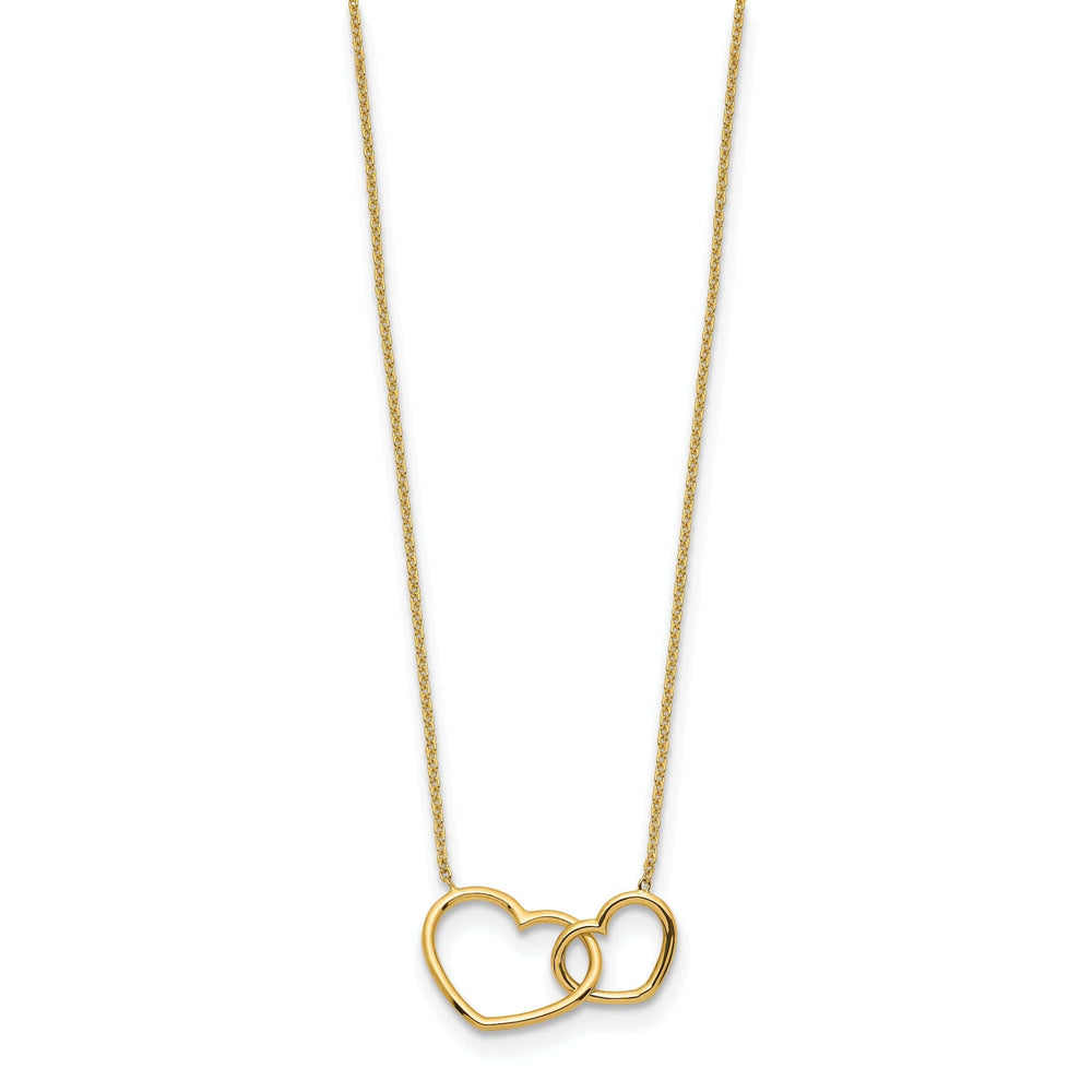 Lovely Rita's Pendants & Charms 14K Yellow Gold Polished Finish Double Heart in Heart Design Pendant in a 17-inch Cable Chain Necklace Set