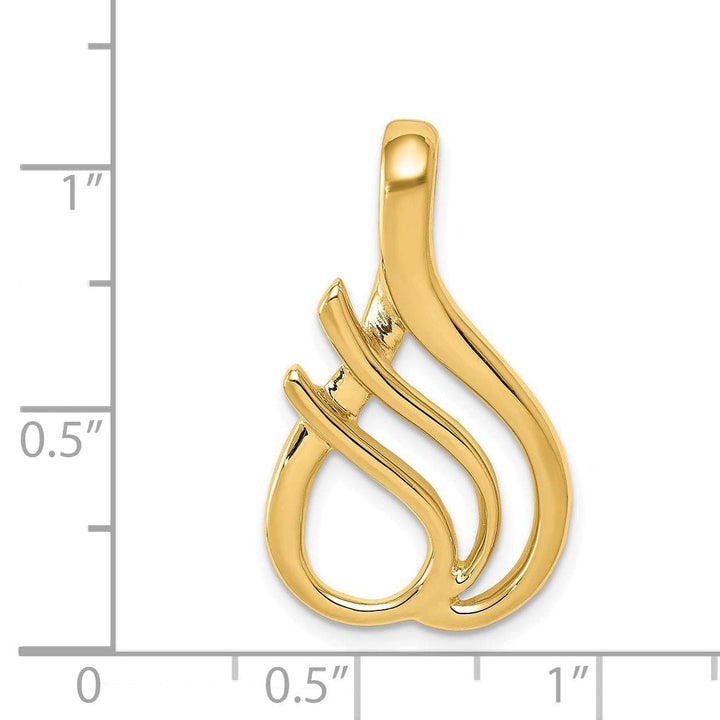 Lovely Rita's Pendants & Charms 14k Yellow Gold Polished Finish Double Swirl Design Fancy Slide Pendant fits upto 6 mm Omega