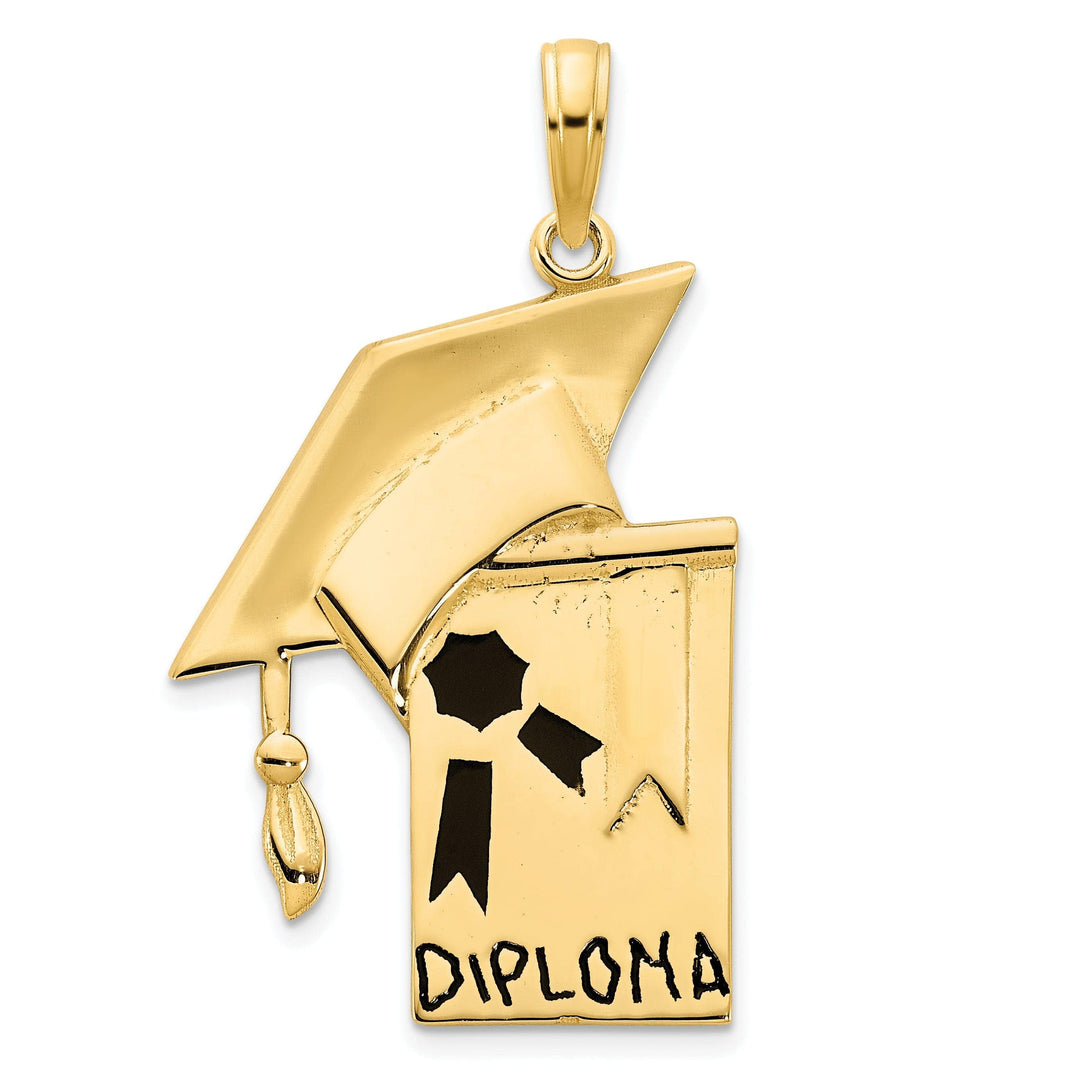 Lovely Rita's Pendants & Charms 14k Yellow Gold Polished Finish Epoxy Graduation Cap and Diploma Pendant