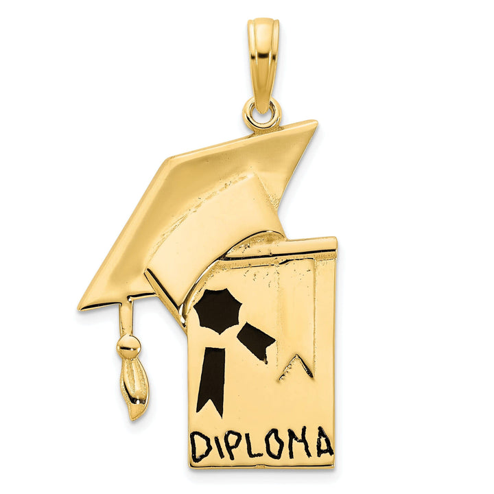 Lovely Rita's Pendants & Charms 14k Yellow Gold Polished Finish Epoxy Graduation Cap and Diploma Pendant