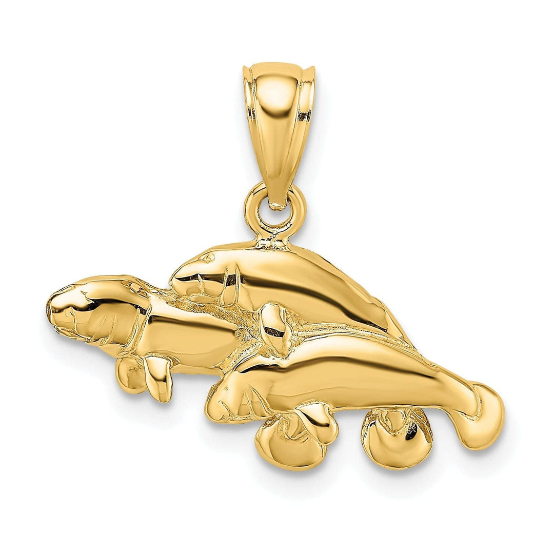 Lovely Rita's Pendants & Charms 14k Yellow Gold Polished Finish Family of Three Manatee Design Pendant