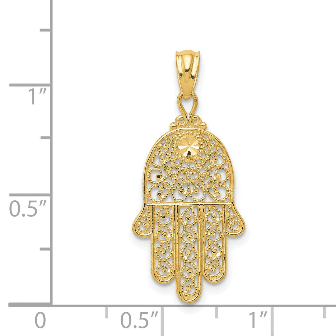 Lovely Rita's Pendants & Charms 14k Yellow Gold Polished Finish Fancy Filligree Hand Of God Pendant