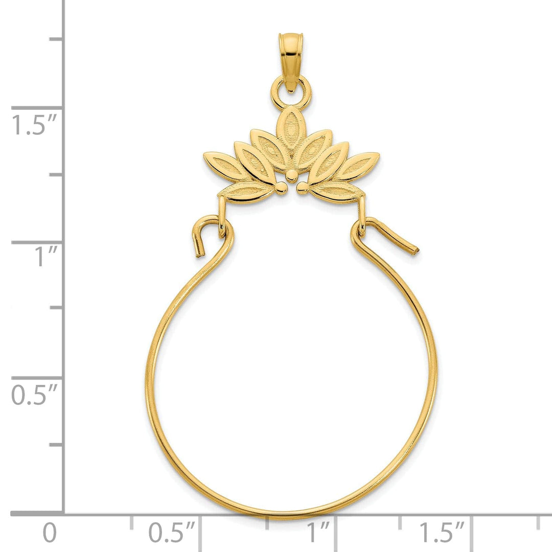 Lovely Rita's Pendants & Charms 14k Yellow Gold Polished Finish Fancy Leaf Design Charm Holder Pendant