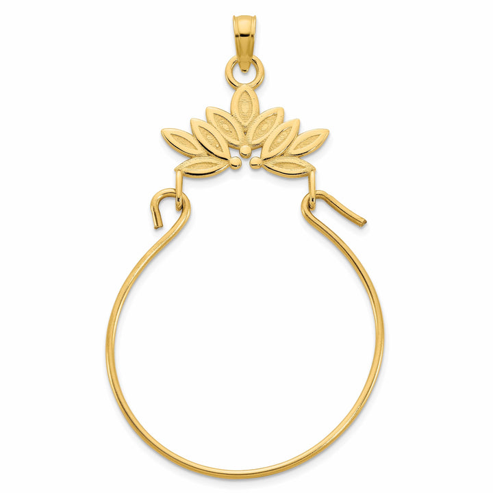 Lovely Rita's Pendants & Charms 14k Yellow Gold Polished Finish Fancy Leaf Design Charm Holder Pendant